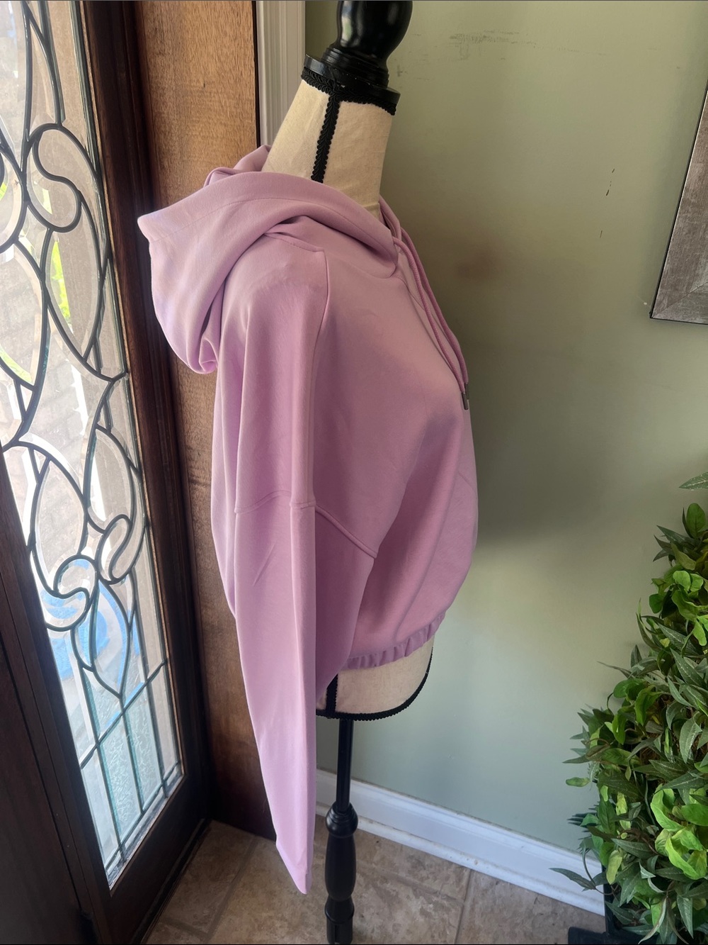 Cropped Lavender Drawstring Hoodie - Picture 11 of 13